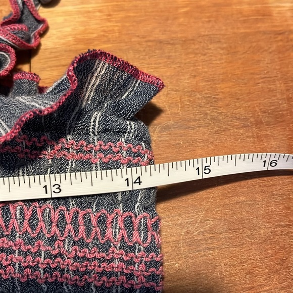 Sugar+Lips pink and blue embroidered romper. Size medium. Like new condition. - Picture 9 of 10